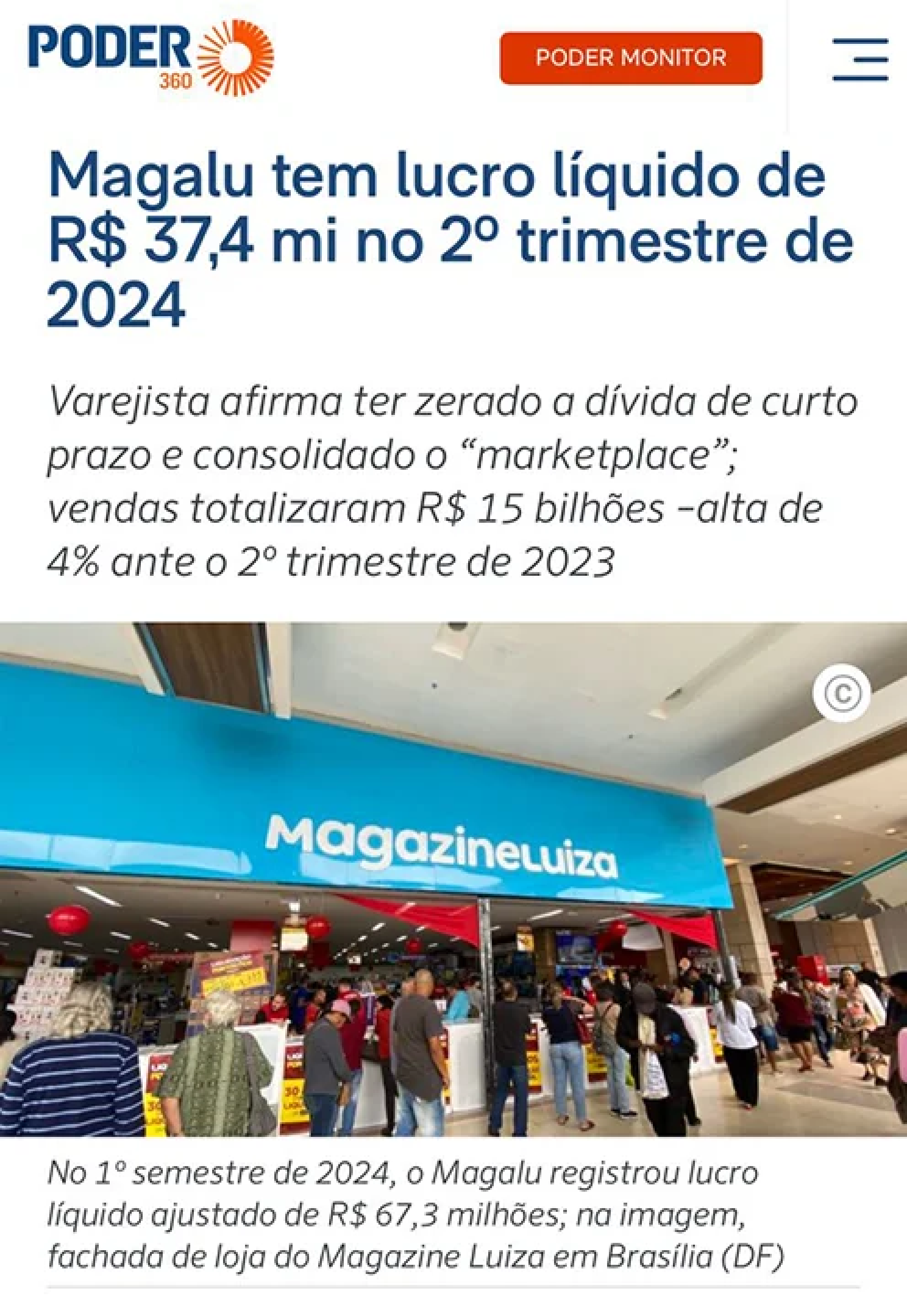 Notícia sobre o crescimento dos marketplaces