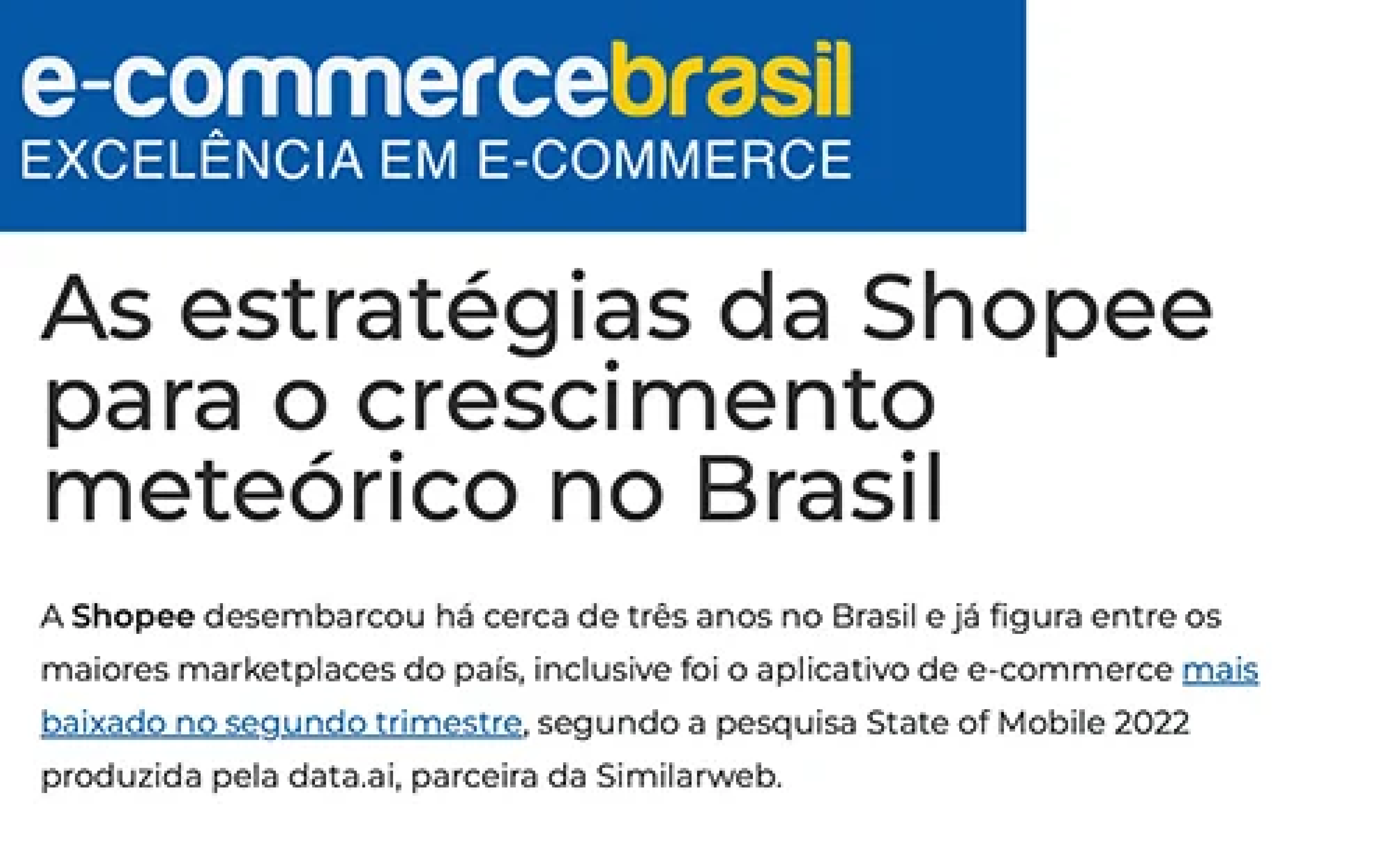Notícia sobre a expansão do comércio digital