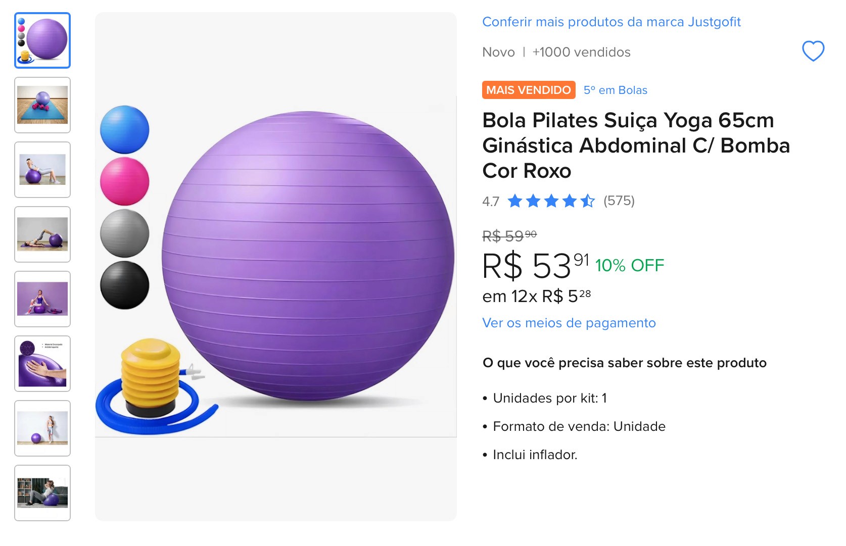 Anúncio campeão de vendas da JustGoFit